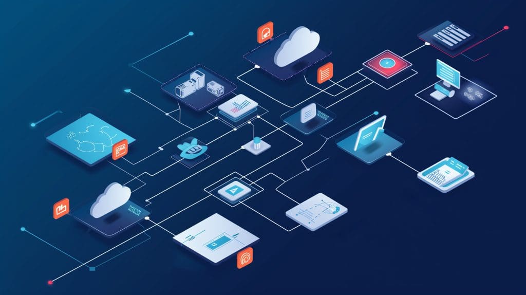 Flowchart outlining stages of cloud migration, including assessment, planning, migration, optimization, and support