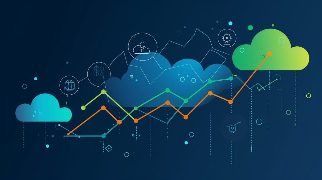 Line graph showing upward trend in agility, scalability, and cost-effectiveness with cloud migration