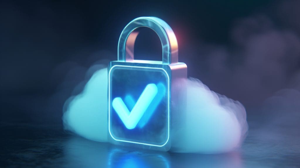 Lock icon with checkmark, highlighting secure and compliant cloud migration services